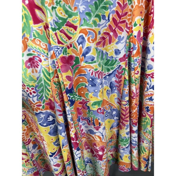 Lauren Ralph Lauren Dress Womens Large Fit Flare Hawaiian Beach Stretch - Picture 4 of 9